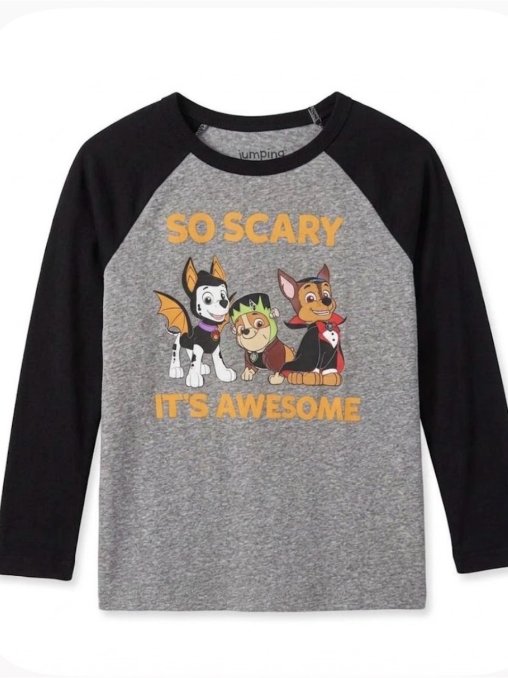 JUMPING BEANS Long Sleeve Paw Patrol Halloween Tee Boys Size 8, Gray Black